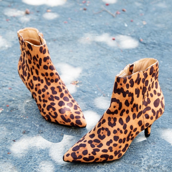 low heel leopard ankle boots